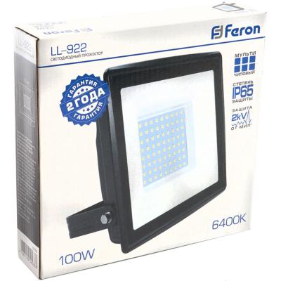 LED прожектор 100W, 6400K, IP65, 220V, черный, LL-922 /32103/