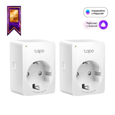 Умная розетка TP-Link Tapo P100 (2-pack), 1 гнездо, 10A, Wi-Fi