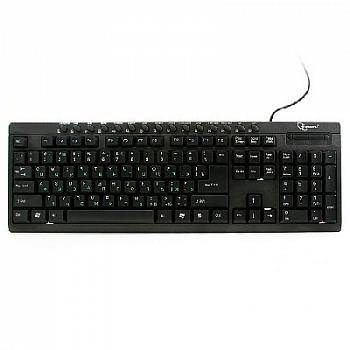 Клавиатура проводная Gembird KB-8300UM-BL-R, USB, черная, 15 доп.клавиш, мультимедиа /06121/