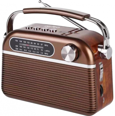 Радио ЮНОСТЬ, 5,9–18 КВ/520-1620СВ/87,5–108FM, акб, коричневый