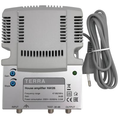 Усилитель TERRA HA126, домовой, 47-862МГц, 34дБ, 117 дБмкВ 